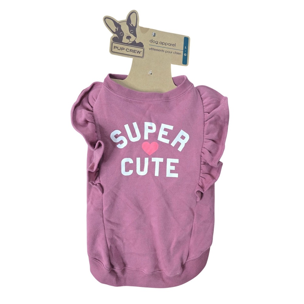 Pup Crew Super Cute Pink Ruffle Dog Sweatshirt Pet Apparel Large New